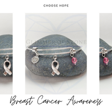 Load image into Gallery viewer, Breast Cancer Support and Awareness Bangle Bracelet- Choose Hope