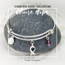 Load image into Gallery viewer, Cancer Support and Awareness Bangle Bracelet- Choose Hope - Willow & Andie