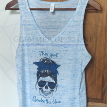 Load image into Gallery viewer, Select a Design - Racerback Tank Top- Bella & Canvas- Blue Speckled