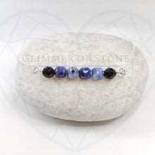 Load image into Gallery viewer, Sterling Silver Necklace with Genuine Natural Sodalite and Onyx Gemstones- LEO- LEOW