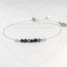 Load image into Gallery viewer, Modern Adjustable Sterling Silver Bracelet with Genuine Natural Sapphire Gemstones- LEO- LEOW