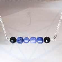 Load image into Gallery viewer, Modern Adjustable Sterling Silver Bracelet with Genuine Natural Sodalite and Onyx Gemstones- LEO- LEOW