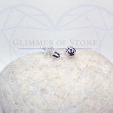 Load image into Gallery viewer, Cherish- Classic Sterling Silver Solitaire Stud Earrings with Genuine Natural Sapphire Gemstone