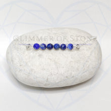 Load image into Gallery viewer, Modern Adjustable Sterling Silver Bracelet with Genuine Natural Lapis Lazuli Gemstones- LEO- LEOW