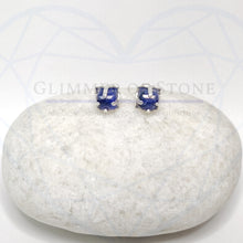 Load image into Gallery viewer, Everlasting-Classic Sterling Silver Solitaire Stud Earrings with Genuine Natural Sodalite Gemstone