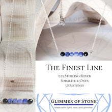 Load image into Gallery viewer, Modern Adjustable Sterling Silver Necklace with Genuine Natural Sodalite and Onyx Gemstones- LEO- LEOW