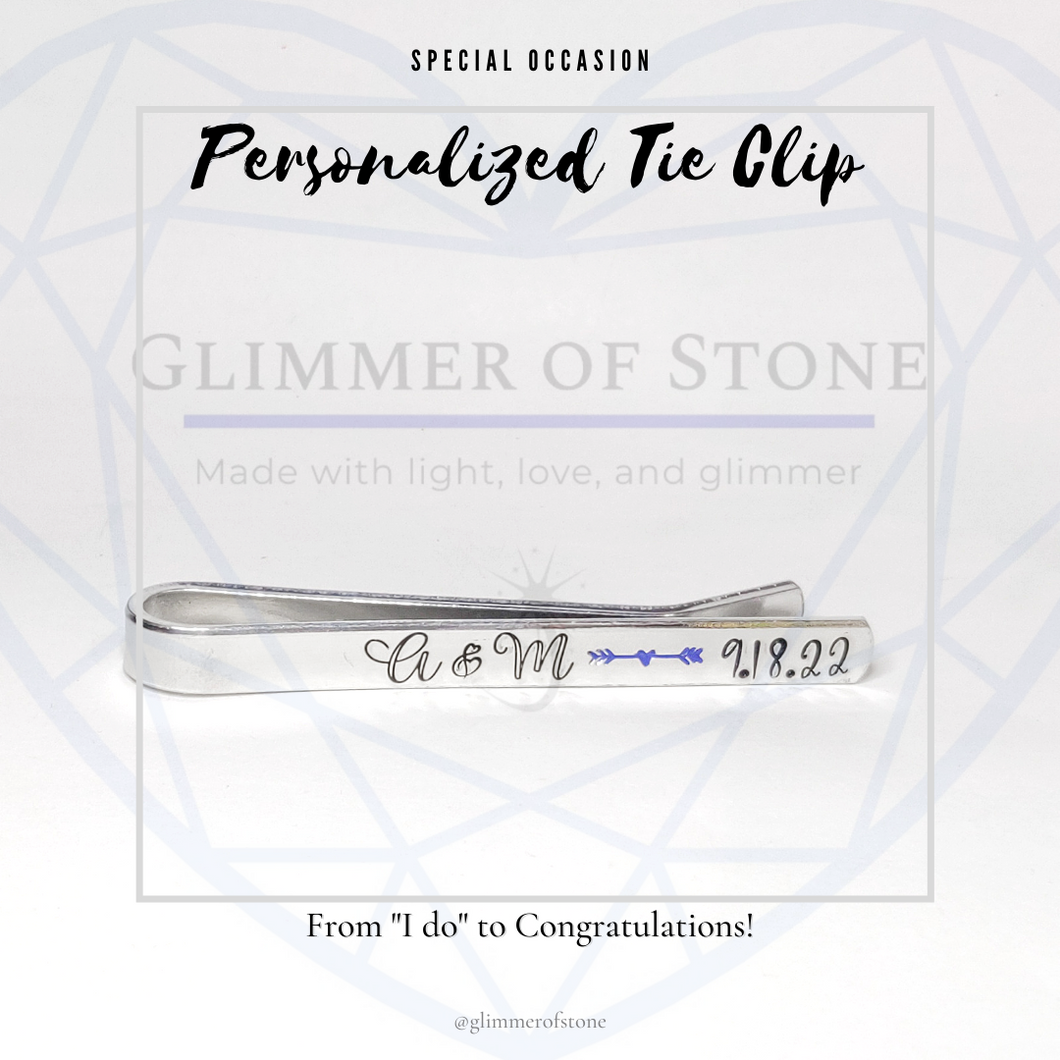Handstamped Tie Clip- Personalized for all occasions
