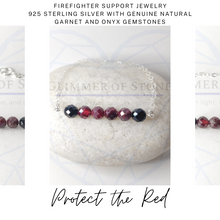 Load image into Gallery viewer, Sterling Silver Protect the Red Necklace with Genuine Garnet and Onyx Gemstones- Fire Department
