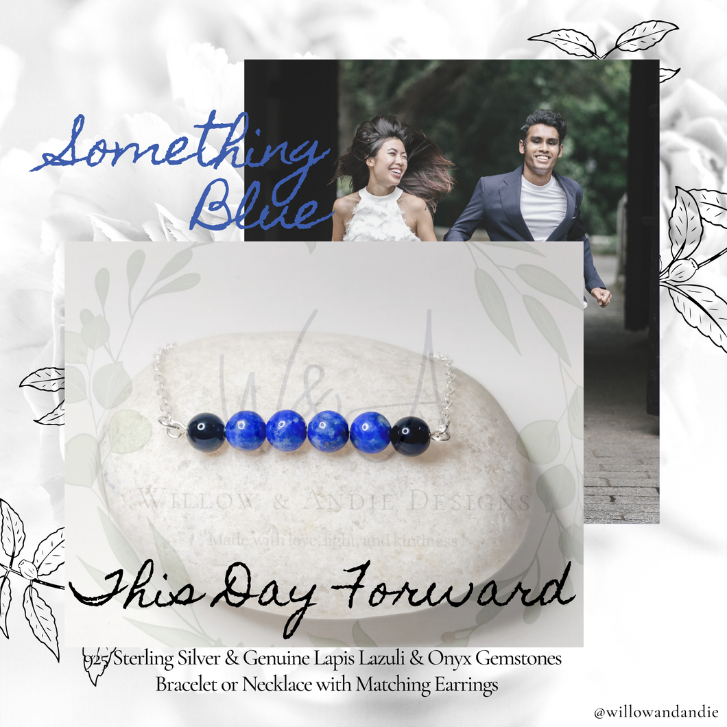 Sterling Silver- From This Day Forward- Genuine Lapis Lazuli & Onyx Gemstones
