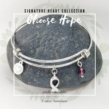 Load image into Gallery viewer, Cancer Support and Awareness Bangle Bracelet- Choose Hope - Willow &amp; Andie

