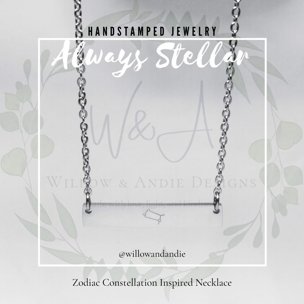 Always Stellar- Zodiac Constellation Stars Inspired Minimalist Bar Necklace