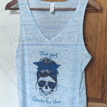 Load image into Gallery viewer, Select a Design - Racerback Tank Top- Bella &amp; Canvas- Blue Speckled
