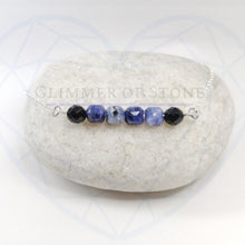 Load image into Gallery viewer, Sterling Silver Necklace with Genuine Natural Sodalite and Onyx Gemstones- LEO- LEOW
