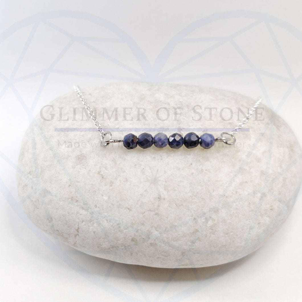 Sterling Silver Necklace with Genuine Natural Sapphire Gemstones- LEO- LEOW