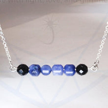 Load image into Gallery viewer, Modern Adjustable Sterling Silver Bracelet with Genuine Natural Sodalite and Onyx Gemstones- LEO- LEOW
