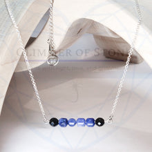 Load image into Gallery viewer, Modern Adjustable Sterling Silver Necklace with Genuine Natural Sodalite and Onyx Gemstones- LEO- LEOW
