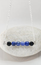Load image into Gallery viewer, Modern Adjustable Sterling Silver Necklace with Genuine Natural Sodalite and Onyx Gemstones- LEO- LEOW
