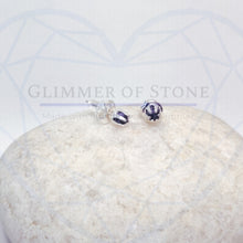 Load image into Gallery viewer, Classic Sterling Silver Solitaire Stud Earrings with Genuine Natural Sapphire Gemstone- LEO- LEOW
