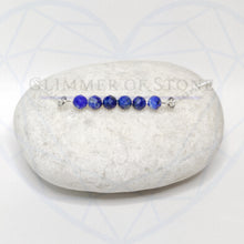 Load image into Gallery viewer, Modern Adjustable Sterling Silver Bracelet with Genuine Natural Lapis Lazuli Gemstones- LEO- LEOW
