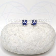 Load image into Gallery viewer, Classic Sterling Silver Solitaire Stud Earrings with Genuine Natural Sodalite Gemstone- LEO- LEOW
