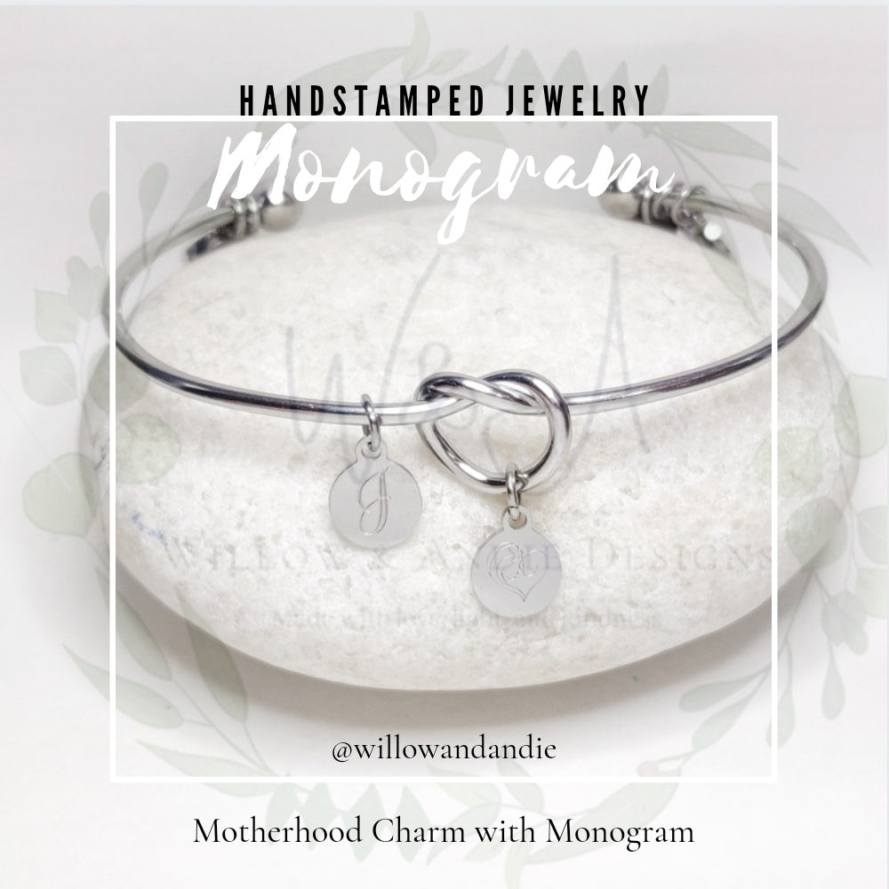 Mother's Love- Motherhood Inspired with Monogram Minimalist Bangle Bracelet